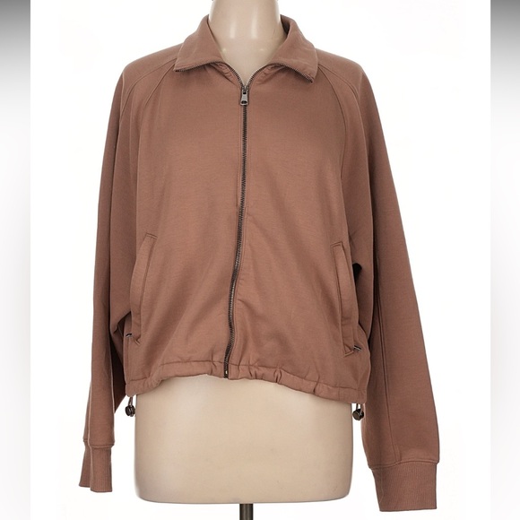 YPB by Abercrombie neoKNIT Cinched Full-Zip Hoodie | Cropped Neutral Athleisure - Picture 2 of 9